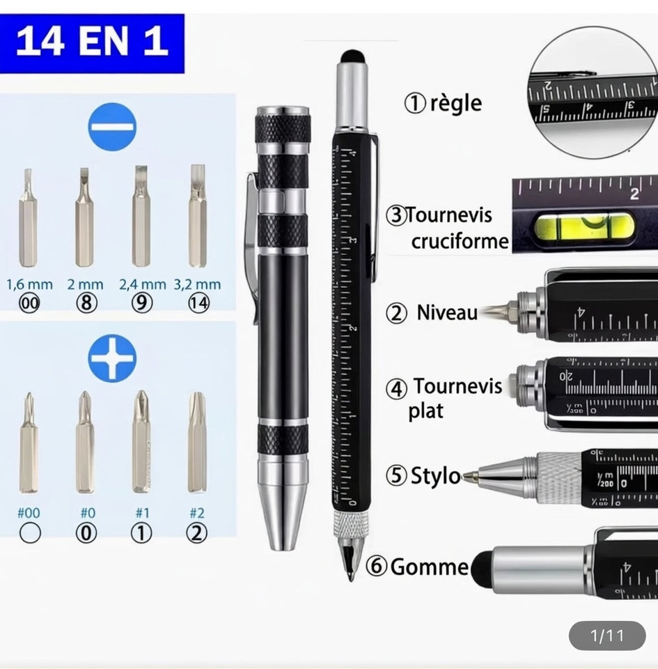 STYLO 14-EN-1 – L’ALLIÉ DE TOUS LES PROS ET BRICOLEURS